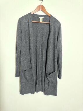 Matty M Charcoal Gray Open-Front Knit Cardigan NWOT Long Lightweight Sweater